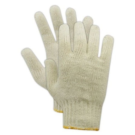 Magid Machine Knit Gloves, Natural, M, 12 PK T193MED